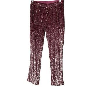Cable & Gauge Ombre Sequin Stretchy Slip-On Pants Size M Elastic Waist Flare